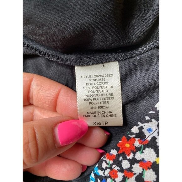 ROWA Women Black Floral Spaghettis Strap Dress BNWOT Sz XS Cowl Neck - Picture 6 of 6